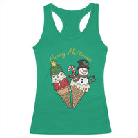 Christmas In July Ice Cream Snowman Graphic Racerback Tank Top Merry Meltmas