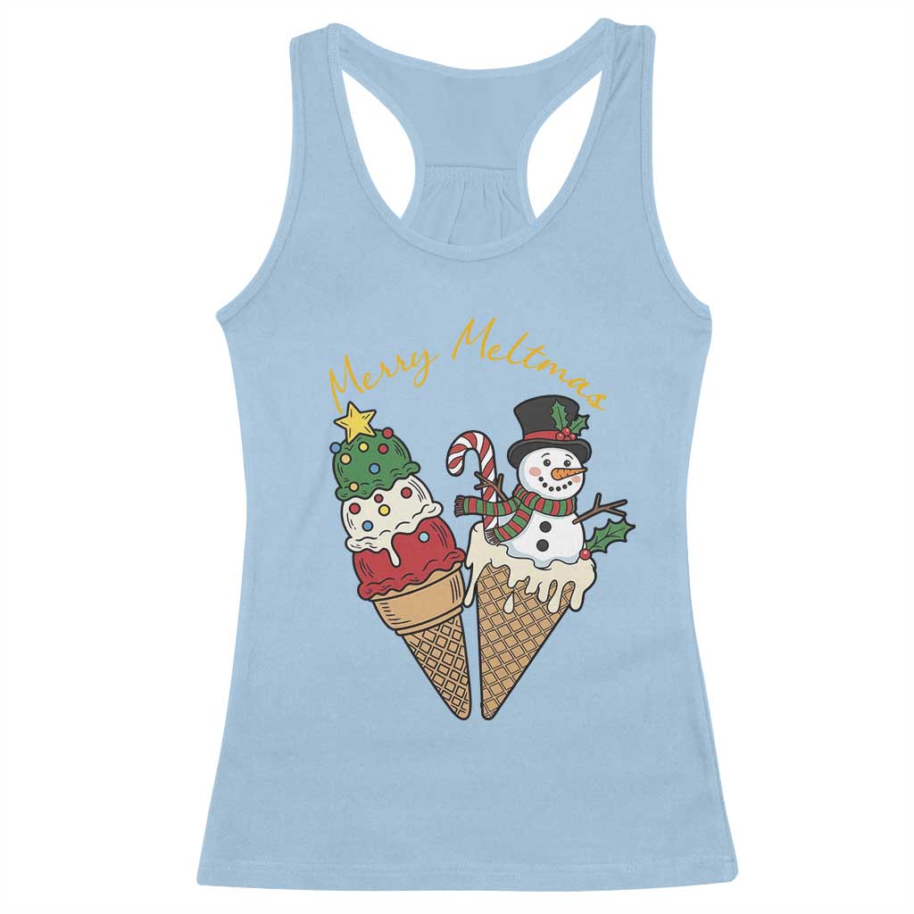 Christmas In July Ice Cream Snowman Graphic Racerback Tank Top Merry Meltmas