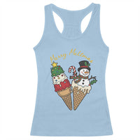 Christmas In July Ice Cream Snowman Graphic Racerback Tank Top Merry Meltmas
