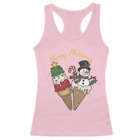 Christmas In July Ice Cream Snowman Graphic Racerback Tank Top Merry Meltmas