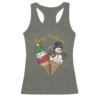 Christmas In July Ice Cream Snowman Graphic Racerback Tank Top Merry Meltmas