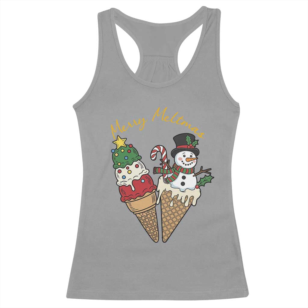 Christmas In July Ice Cream Snowman Graphic Racerback Tank Top Merry Meltmas
