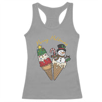 Christmas In July Ice Cream Snowman Graphic Racerback Tank Top Merry Meltmas