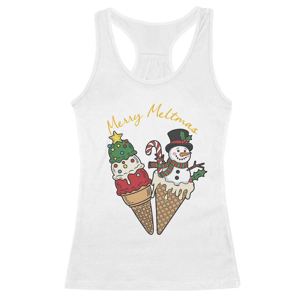 Christmas In July Ice Cream Snowman Graphic Racerback Tank Top Merry Meltmas