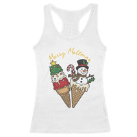 Christmas In July Ice Cream Snowman Graphic Racerback Tank Top Merry Meltmas