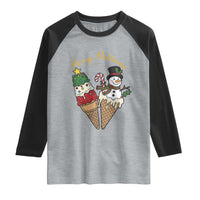Christmas In July Ice Cream Snowman Graphic Raglan Shirt Merry Meltmas