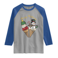 Christmas In July Ice Cream Snowman Graphic Raglan Shirt Merry Meltmas
