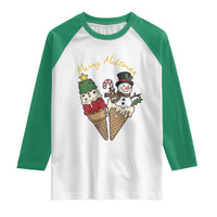 Christmas In July Ice Cream Snowman Graphic Raglan Shirt Merry Meltmas
