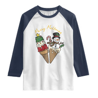 Christmas In July Ice Cream Snowman Graphic Raglan Shirt Merry Meltmas
