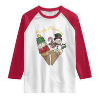 Christmas In July Ice Cream Snowman Graphic Raglan Shirt Merry Meltmas