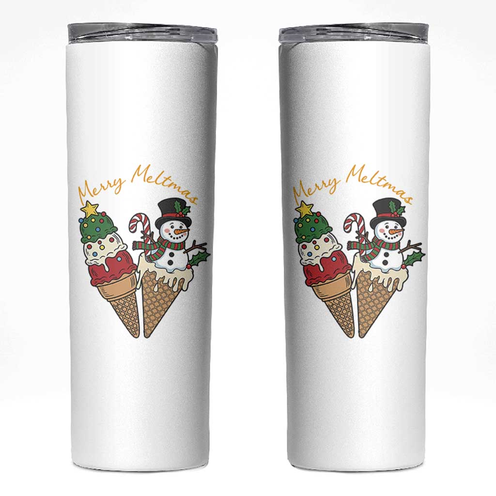 Christmas In July Ice Cream Snowman Graphic Skinny Tumbler Merry Meltmas