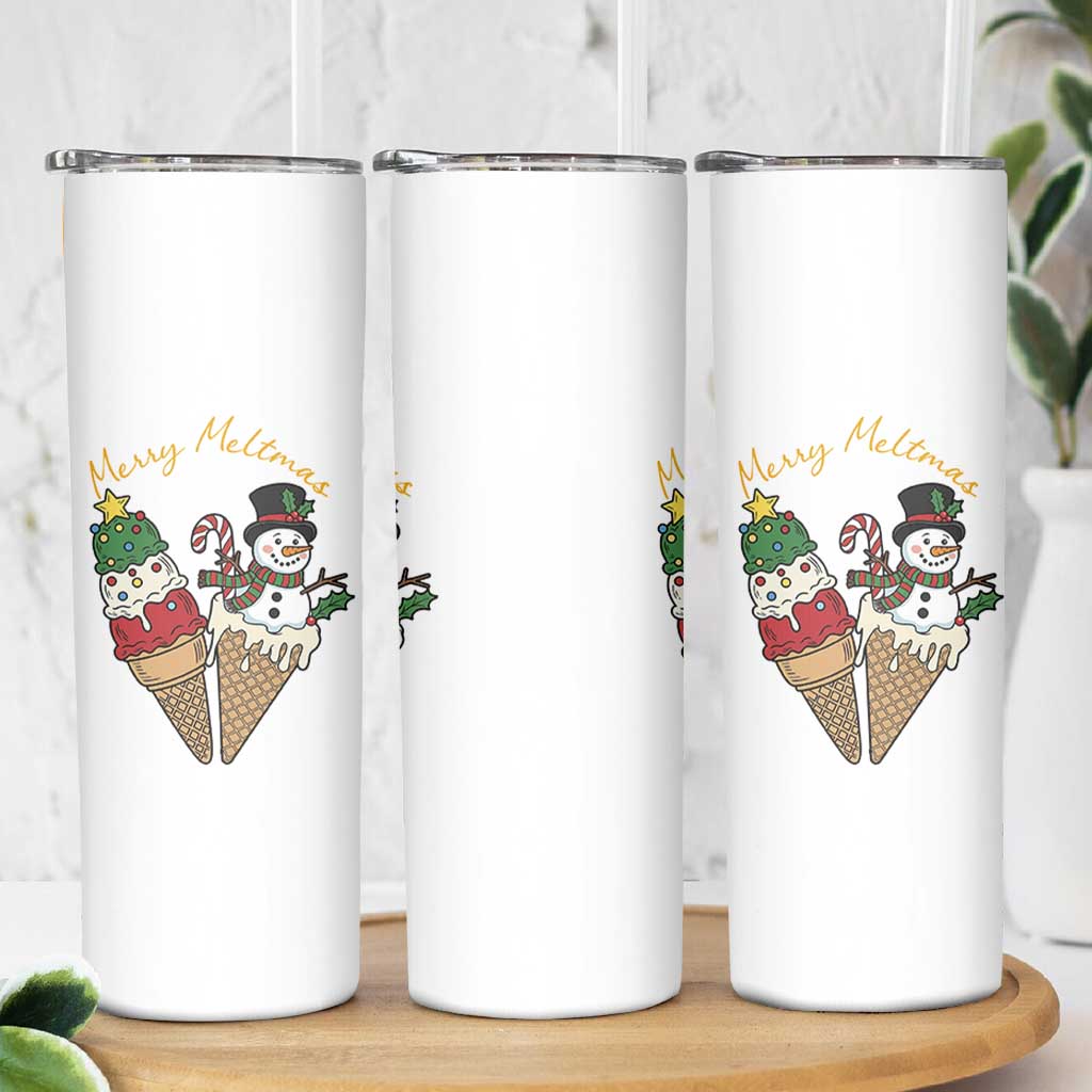 Christmas In July Ice Cream Snowman Graphic Skinny Tumbler Merry Meltmas