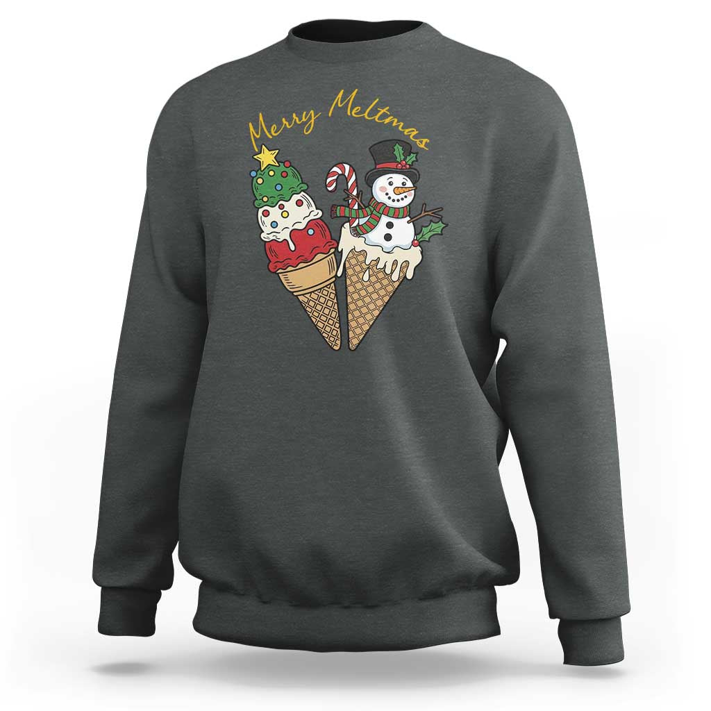 Christmas In July Ice Cream Snowman Graphic Sweatshirt Merry Meltmas