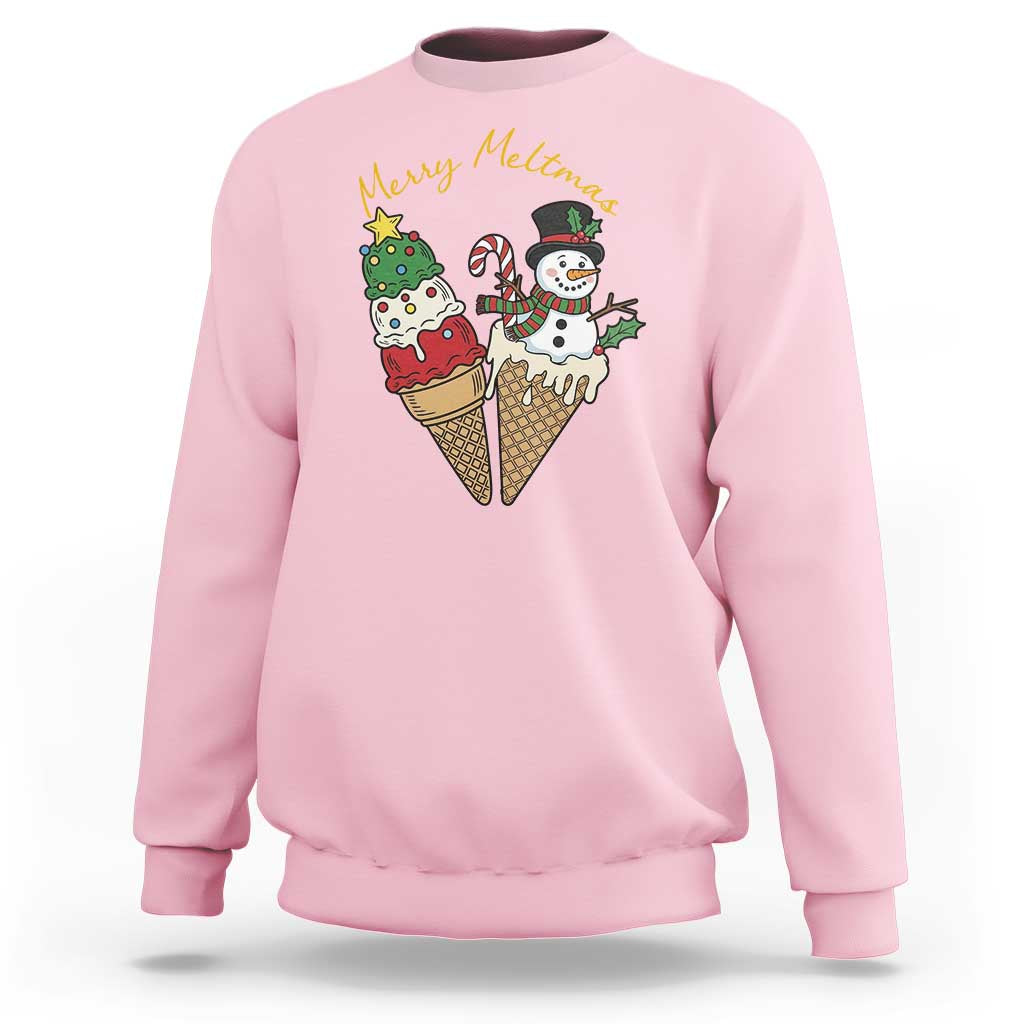 Christmas In July Ice Cream Snowman Graphic Sweatshirt Merry Meltmas