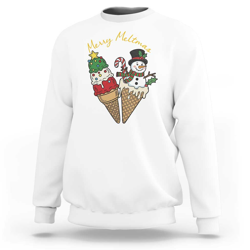 Christmas In July Ice Cream Snowman Graphic Sweatshirt Merry Meltmas