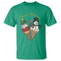 Christmas In July Ice Cream Snowman Graphic T Shirt Merry Meltmas