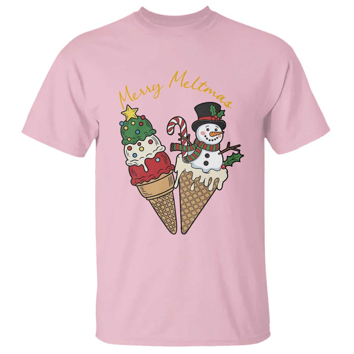 Christmas In July Ice Cream Snowman Graphic T Shirt Merry Meltmas