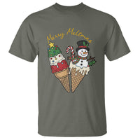 Christmas In July Ice Cream Snowman Graphic T Shirt Merry Meltmas