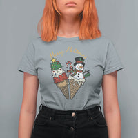 Christmas In July Ice Cream Snowman Graphic T Shirt For Women Merry Meltmas