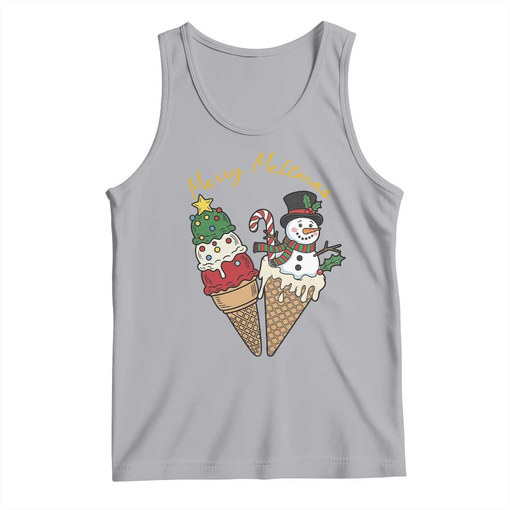 Christmas In July Ice Cream Snowman Graphic Tank Top Merry Meltmas
