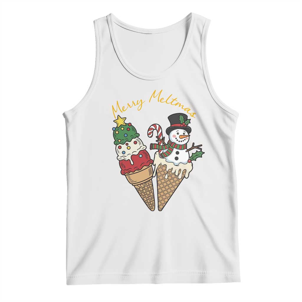 Christmas In July Ice Cream Snowman Graphic Tank Top Merry Meltmas