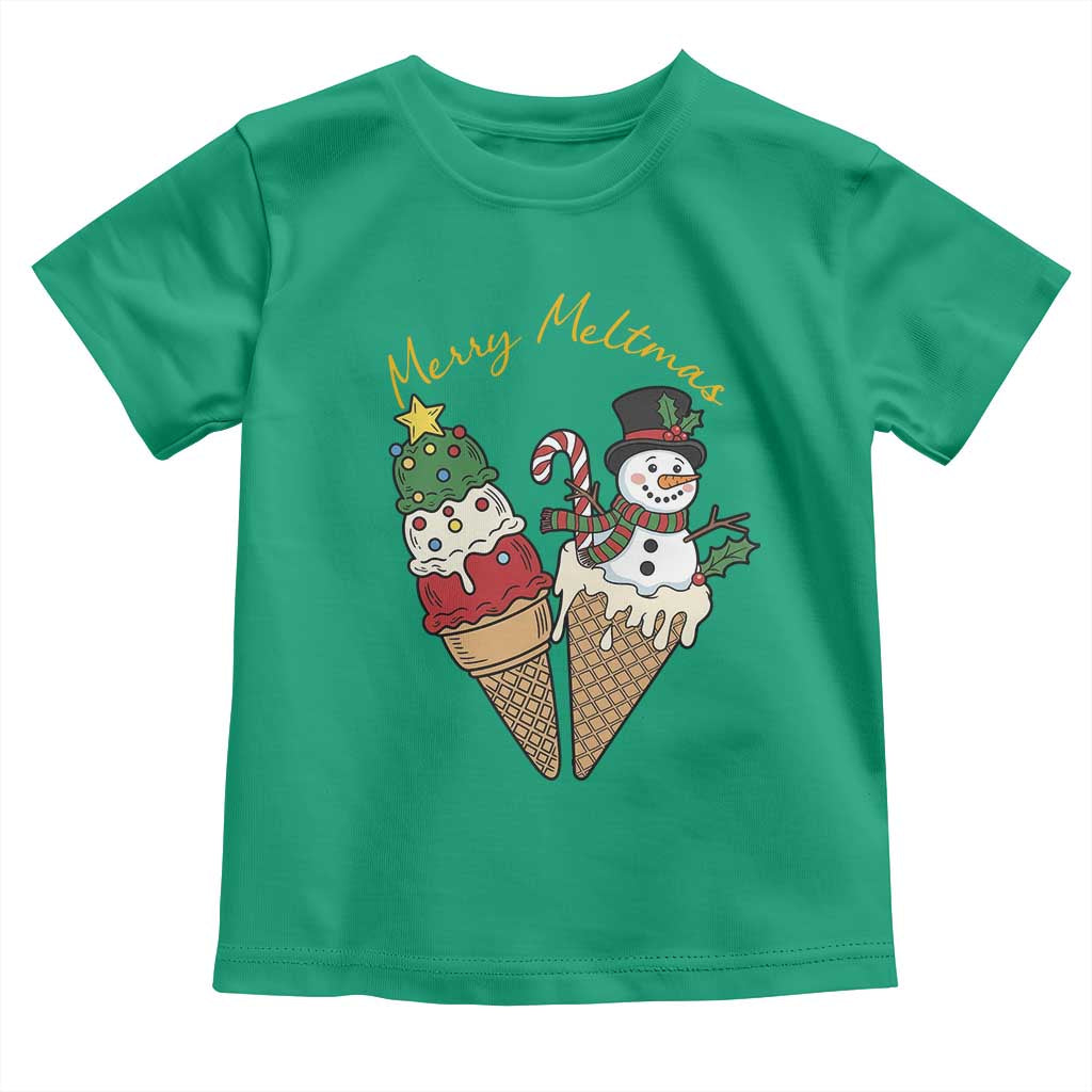 Christmas In July Ice Cream Snowman Graphic Toddler T Shirt Merry Meltmas