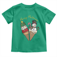 Christmas In July Ice Cream Snowman Graphic Toddler T Shirt Merry Meltmas