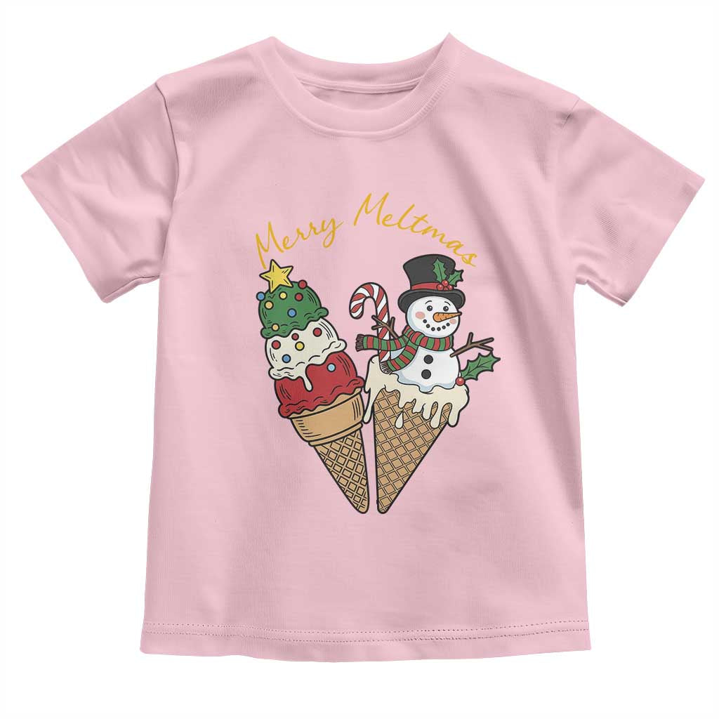 Christmas In July Ice Cream Snowman Graphic Toddler T Shirt Merry Meltmas