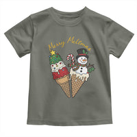 Christmas In July Ice Cream Snowman Graphic Toddler T Shirt Merry Meltmas
