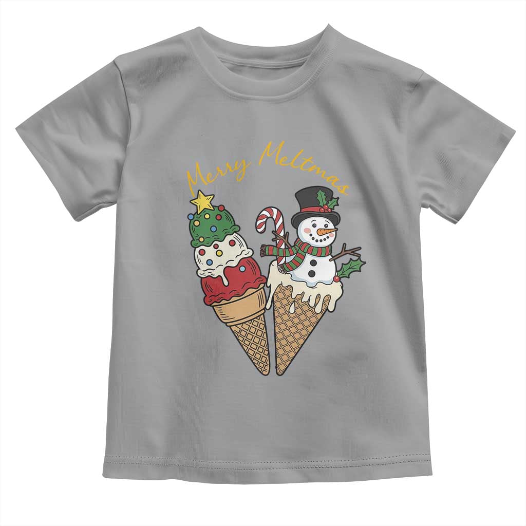 Christmas In July Ice Cream Snowman Graphic Toddler T Shirt Merry Meltmas