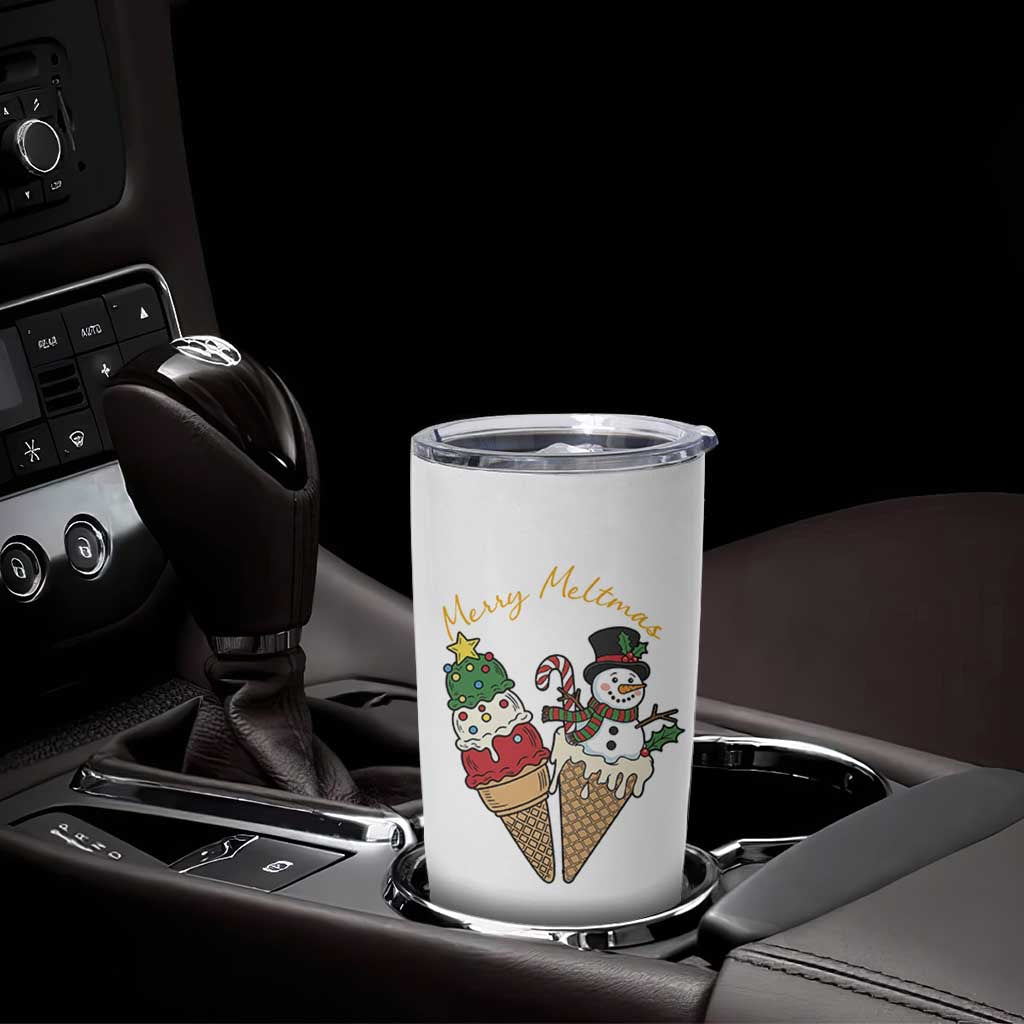 Christmas In July Ice Cream Snowman Graphic Tumbler Cup Merry Meltmas