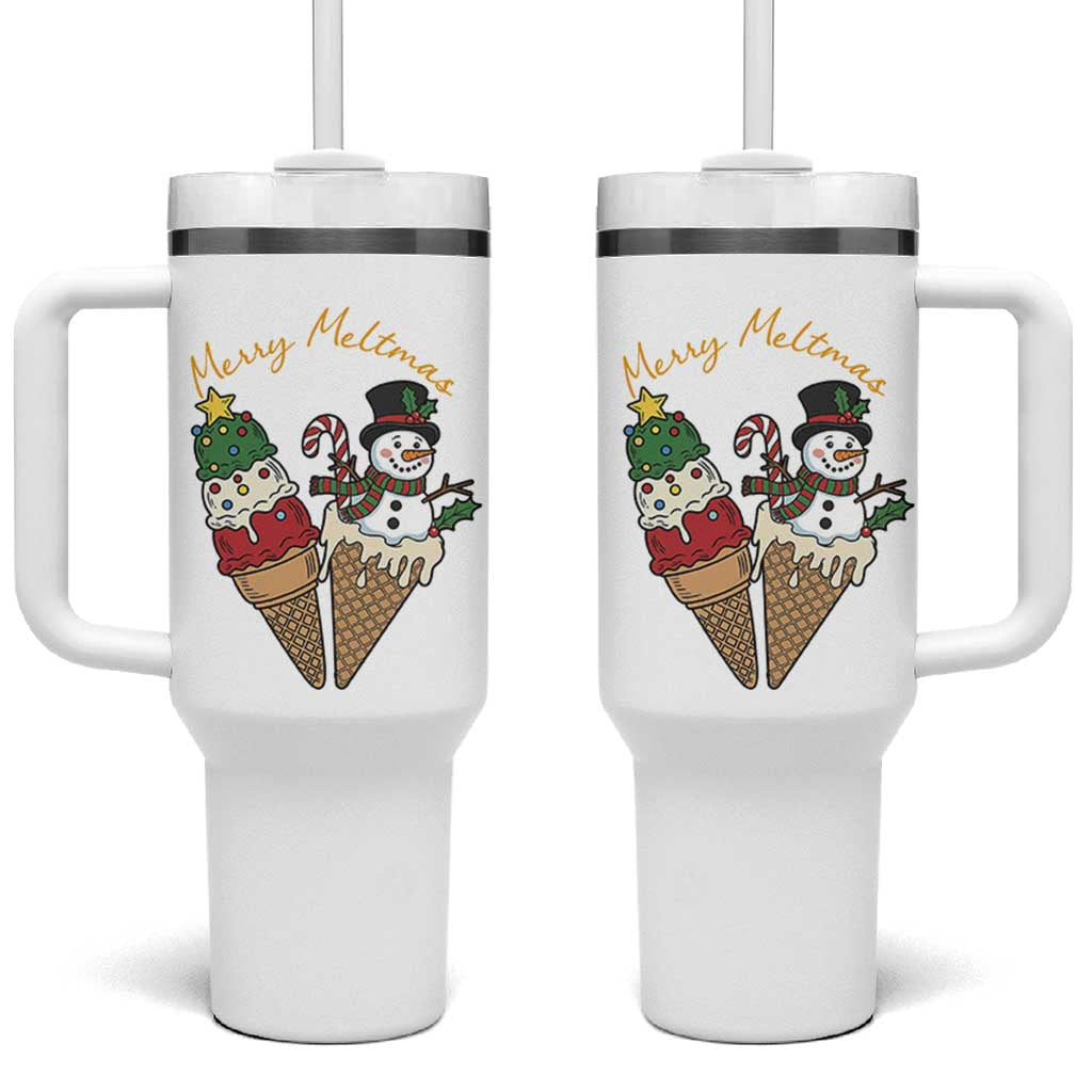 Christmas In July Ice Cream Snowman Graphic Tumbler With Handle Merry Meltmas