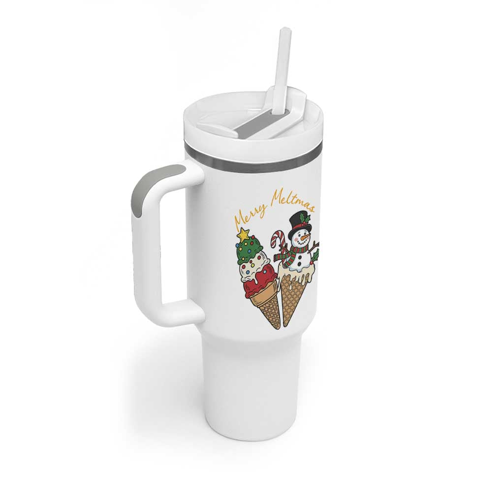 Christmas In July Ice Cream Snowman Graphic Tumbler With Handle Merry Meltmas