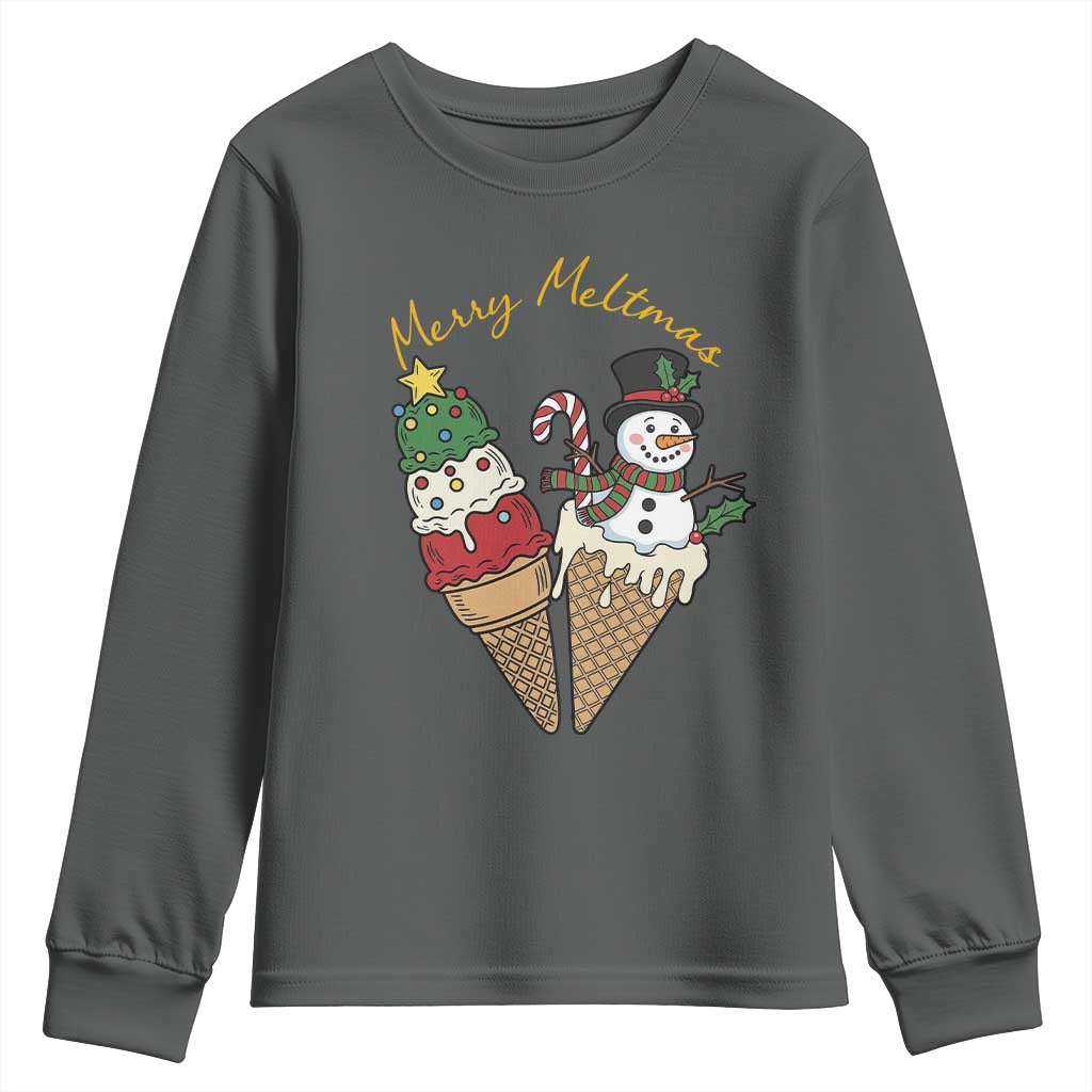 Christmas In July Ice Cream Snowman Graphic Youth Sweatshirt Merry Meltmas
