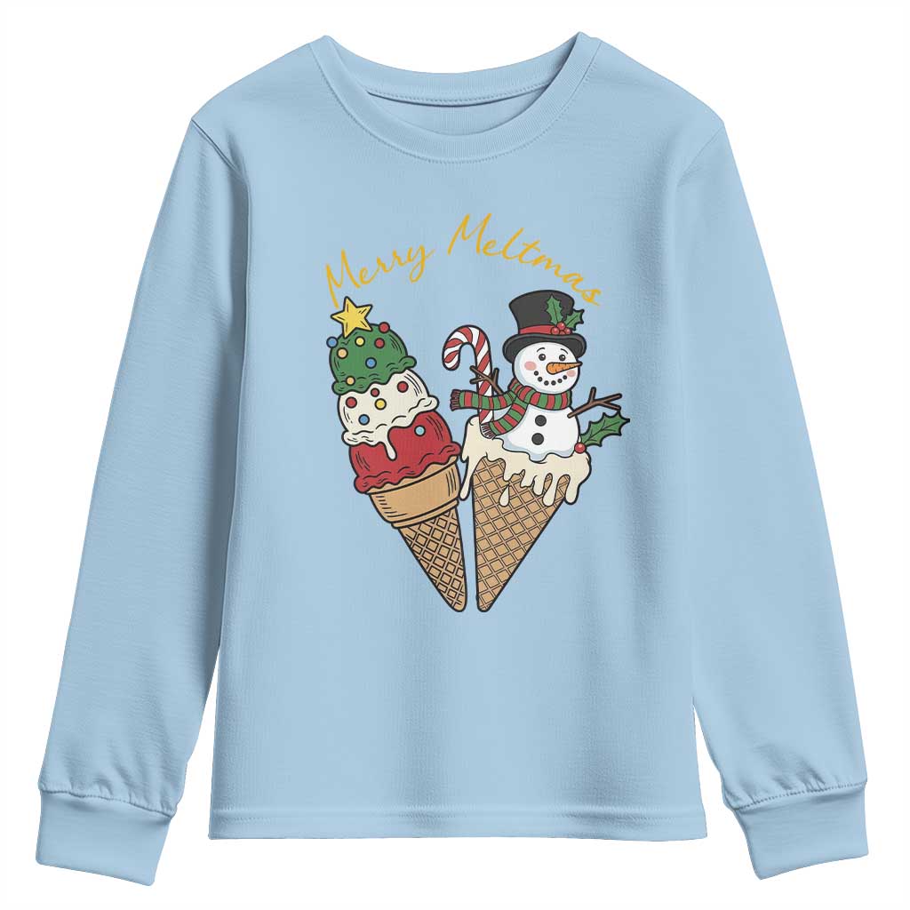 Christmas In July Ice Cream Snowman Graphic Youth Sweatshirt Merry Meltmas