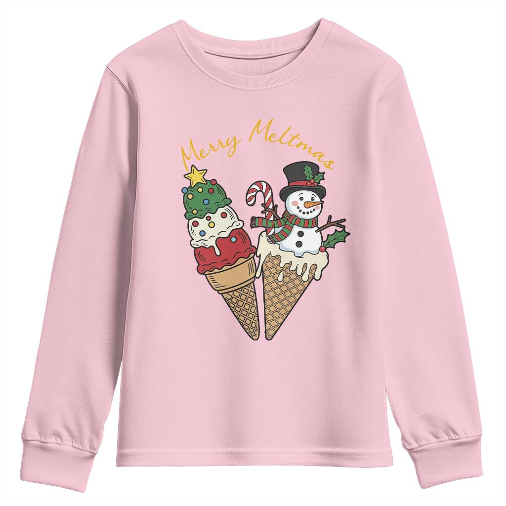 Christmas In July Ice Cream Snowman Graphic Youth Sweatshirt Merry Meltmas