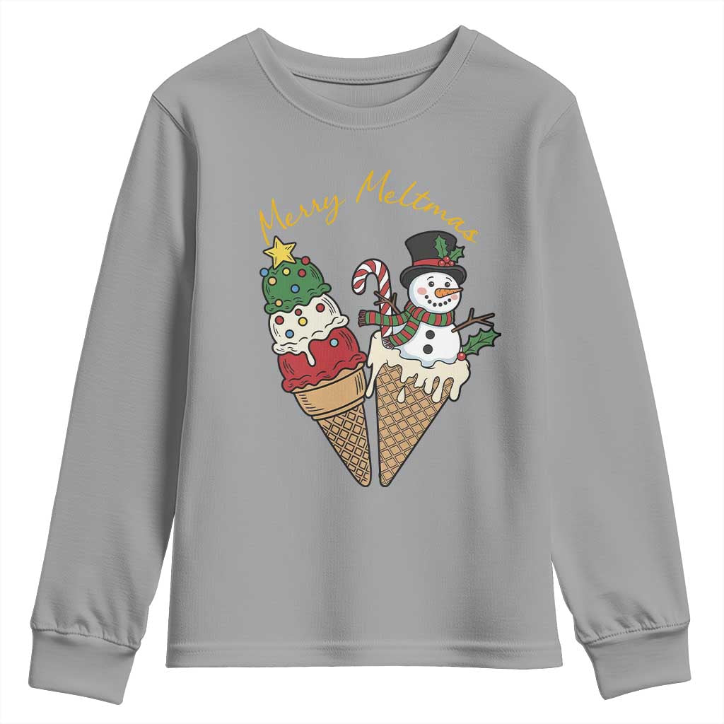 Christmas In July Ice Cream Snowman Graphic Youth Sweatshirt Merry Meltmas