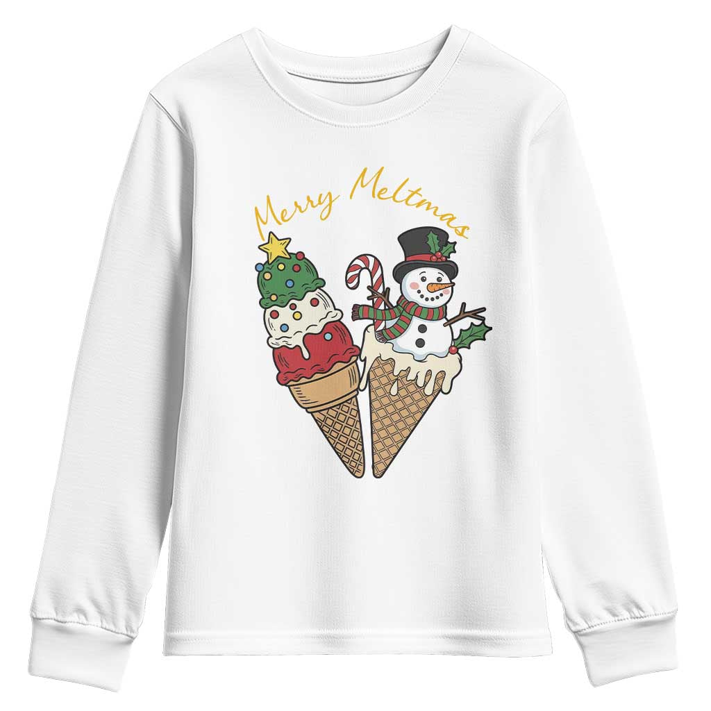 Christmas In July Ice Cream Snowman Graphic Youth Sweatshirt Merry Meltmas