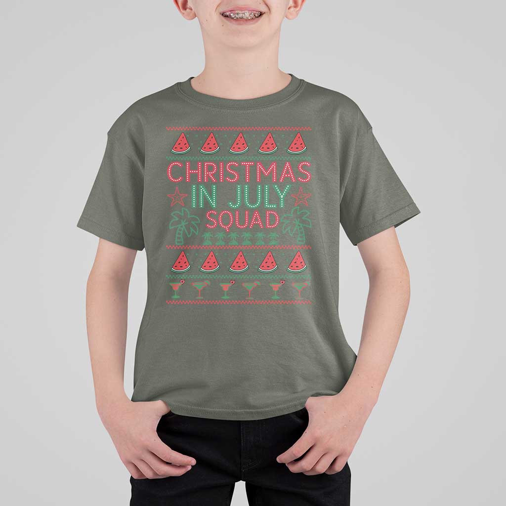 Christmas In July Squad T Shirt For Kid Tropical Beach Party Graphic