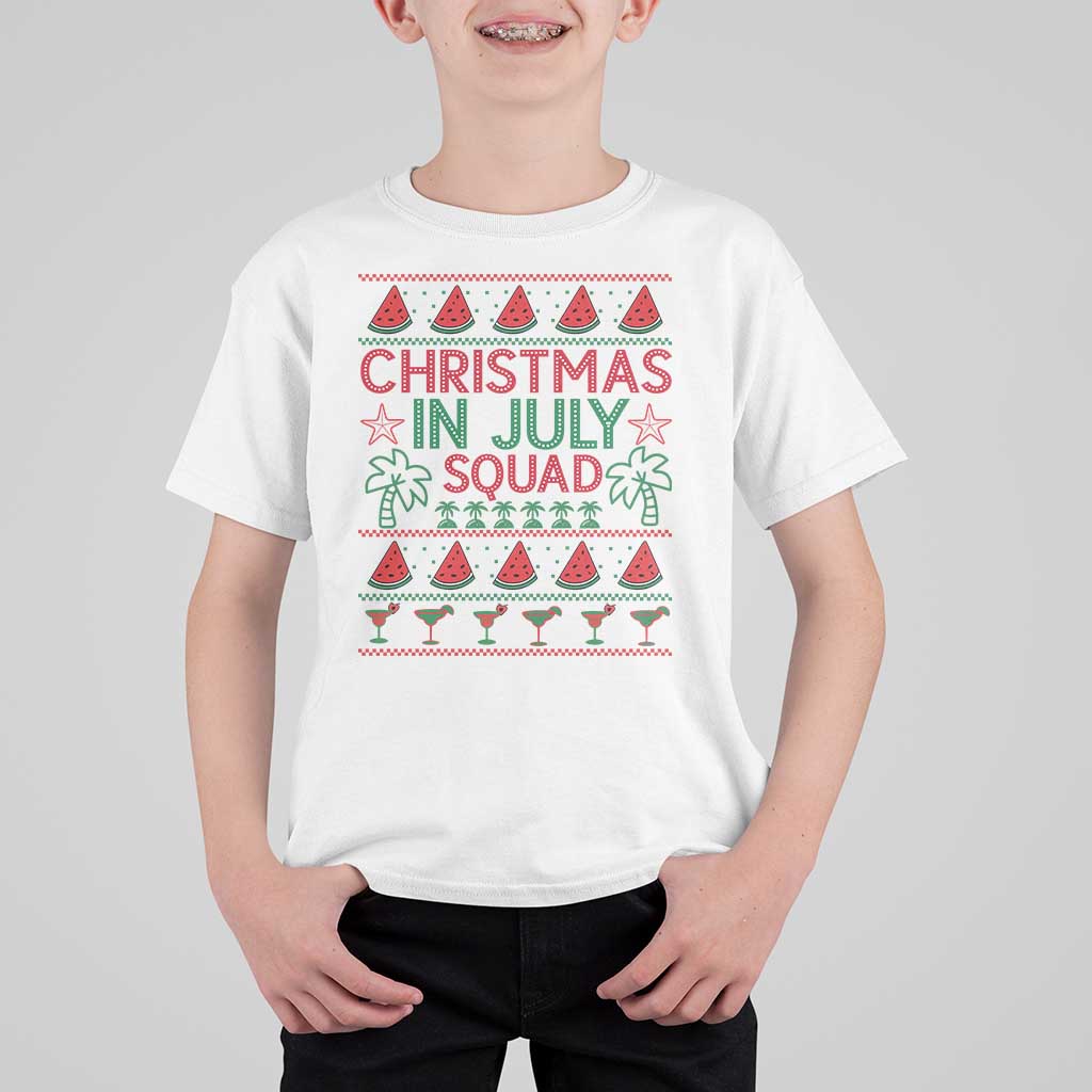 Christmas In July Squad T Shirt For Kid Tropical Beach Party Graphic