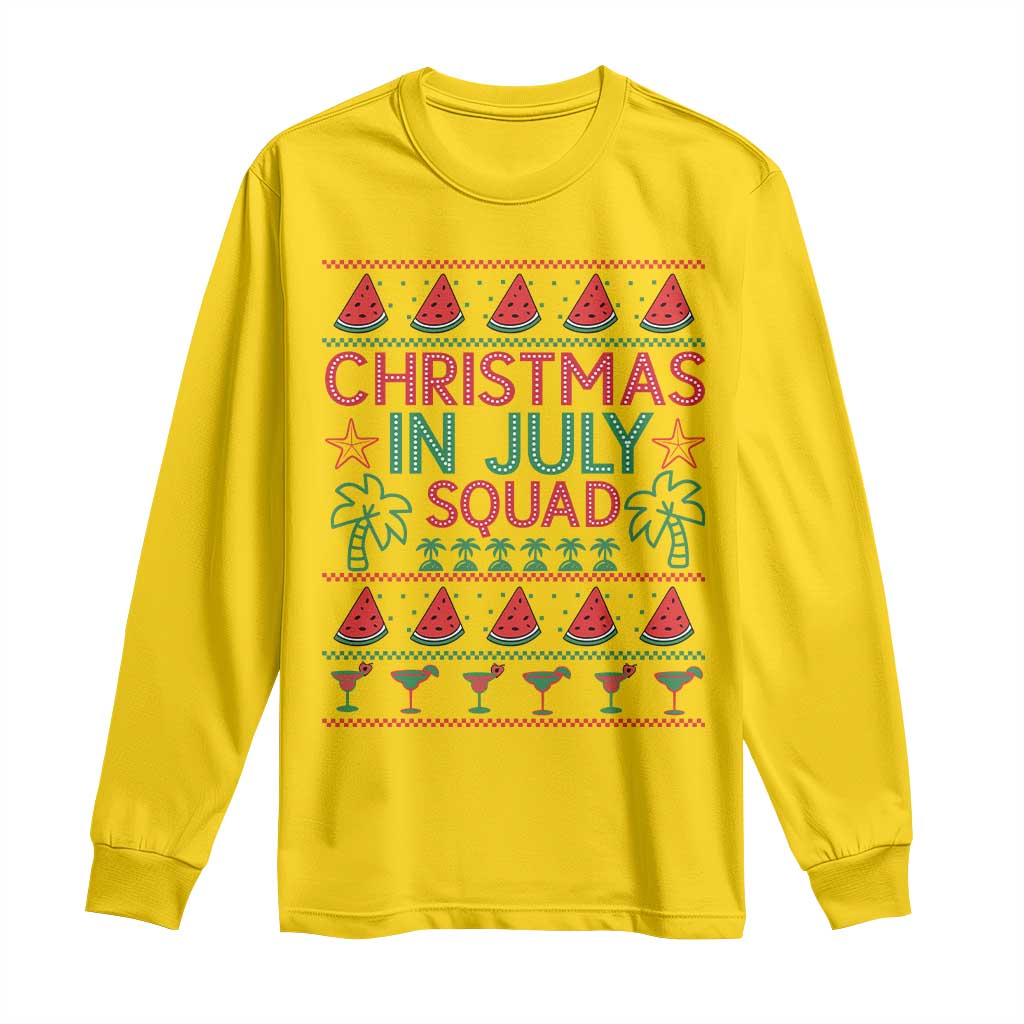 Christmas In July Squad Long Sleeve Shirt Tropical Beach Party Graphic