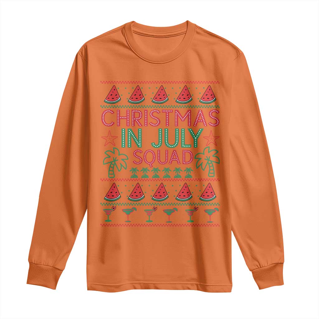 Christmas In July Squad Long Sleeve Shirt Tropical Beach Party Graphic