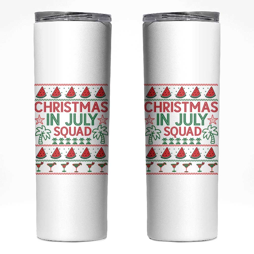 Christmas In July Squad Skinny Tumbler Tropical Beach Party Graphic