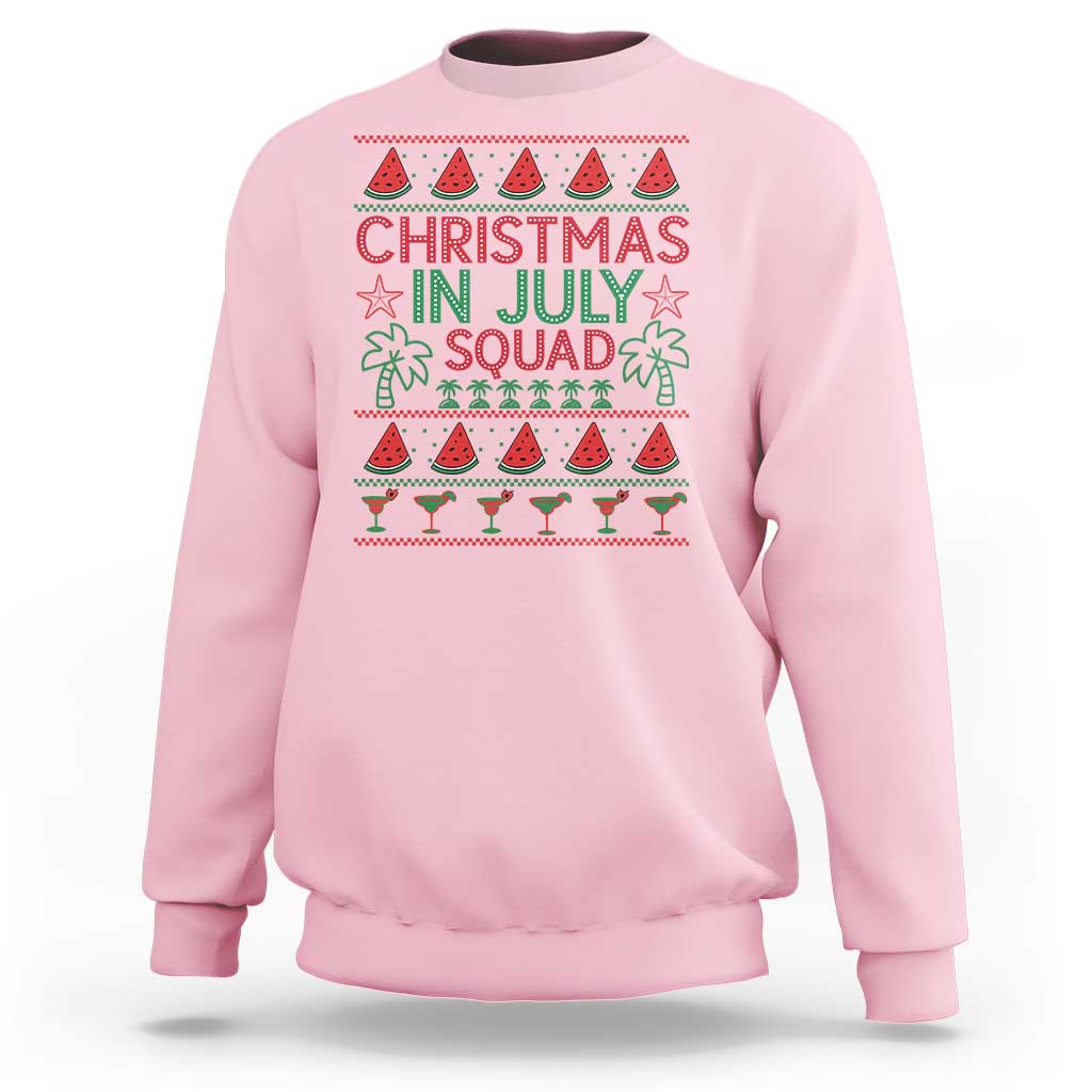 Christmas In July Squad Sweatshirt Tropical Beach Party Graphic