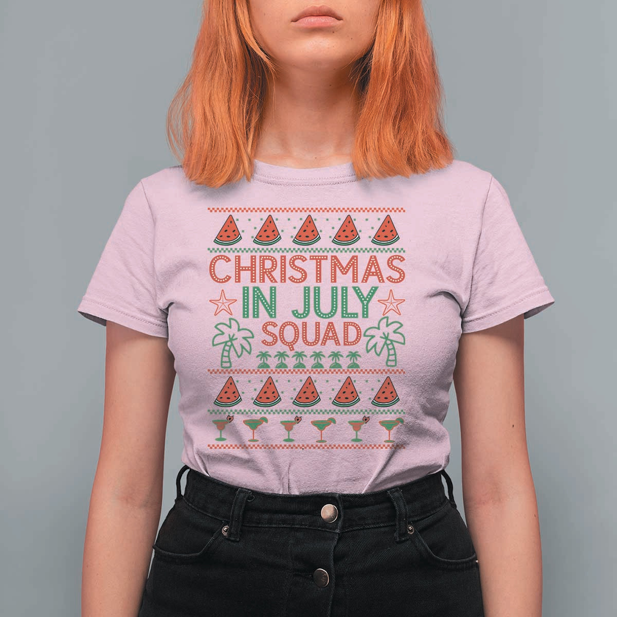 Christmas In July Squad T Shirt For Women Tropical Beach Party Graphic