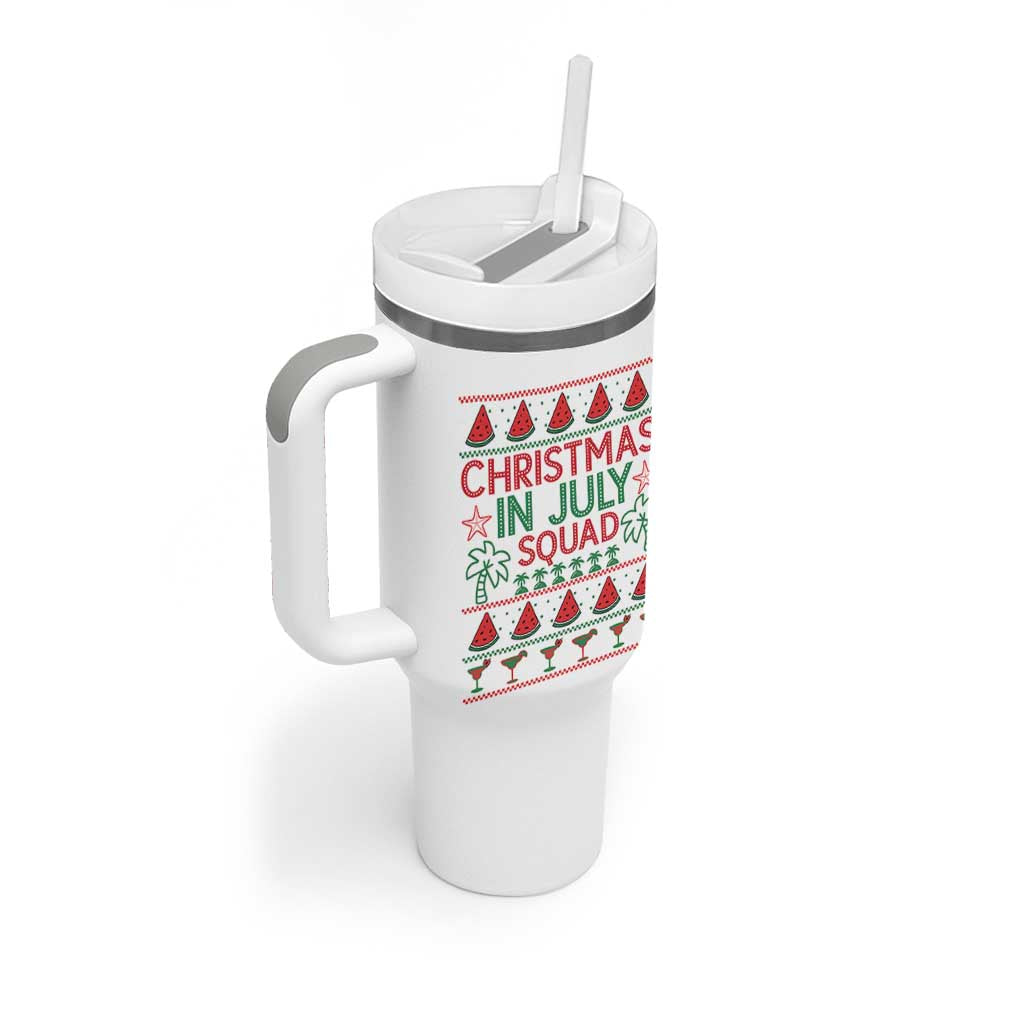 Christmas In July Squad Tumbler With Handle Tropical Beach Party Graphic