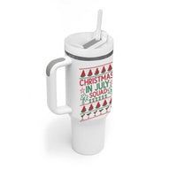 Christmas In July Squad Tumbler With Handle Tropical Beach Party Graphic