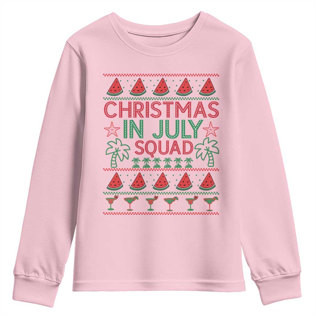 Christmas In July Squad Youth Sweatshirt Tropical Beach Party Graphic