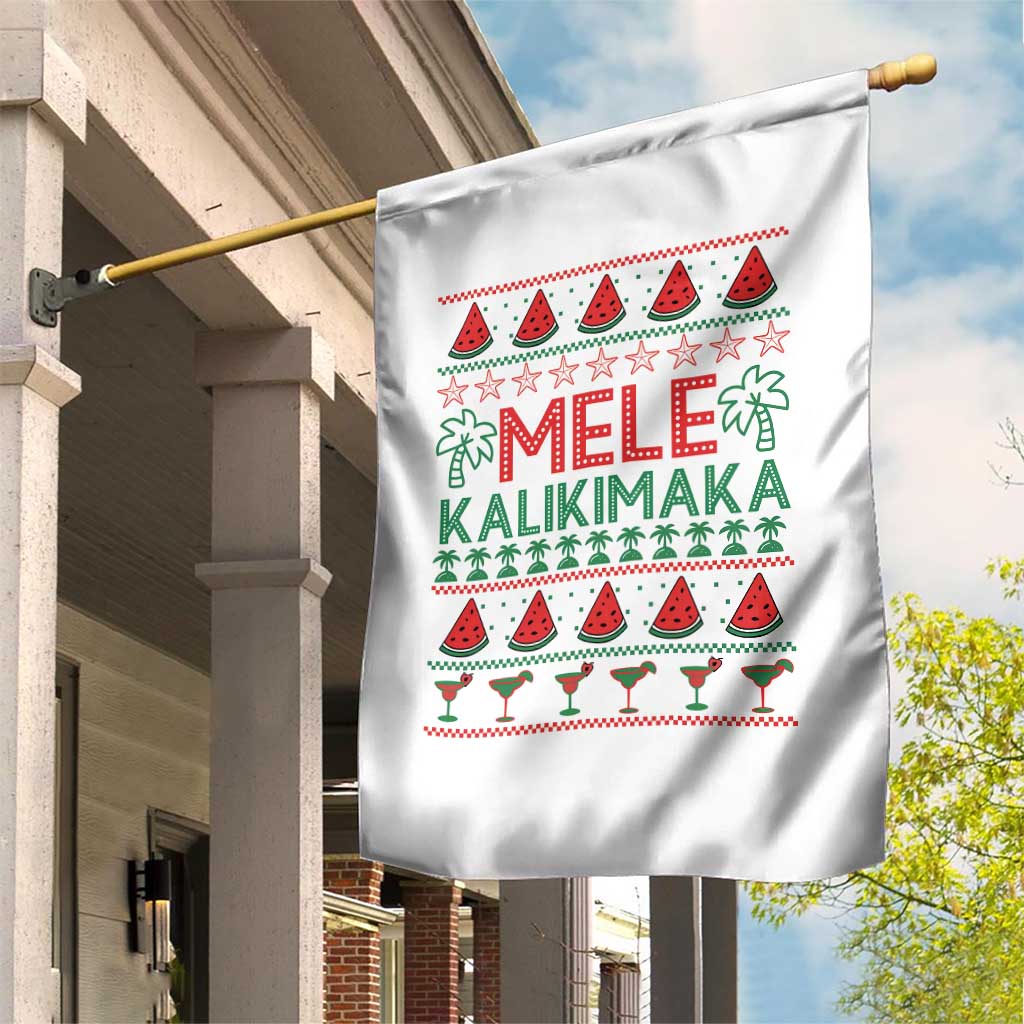 Mele Kalikimaka Garden Flag Hawaiian Ugly Christmas Sweater