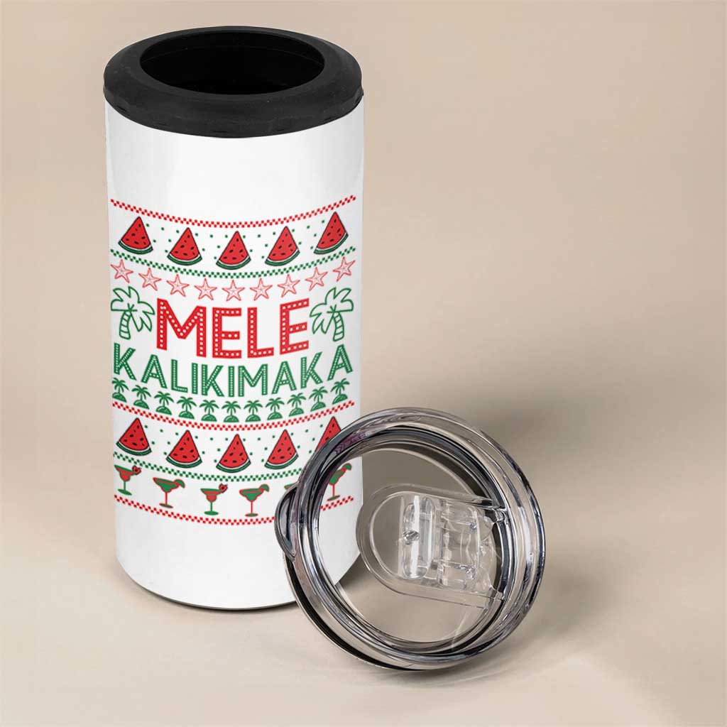 Mele Kalikimaka 4 in 1 Can Cooler Tumbler Hawaiian Ugly Christmas Sweater